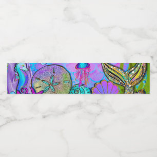 Sjöjungfruar och Snäckor Rosa Sparkly Party Vattenflaska Etikett