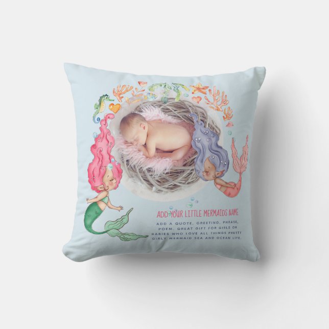 Sjöjungfruar Personlig PHOTO Gift Kudde (Framsida)