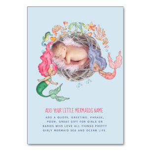 Sjöjungfruar PHOTO Baby Shower Party Bordsnummer