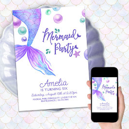 Sjöjungfruar Svan under havets Födelsedagsfest Inbjudningar