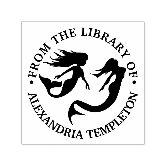 Sjöjungfruar Swimming Silhouette Bibliotek Bok Nam Självfärgande Stämpel (Design)