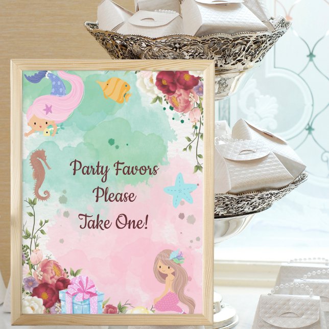 Sjöjungfruar under Sea Party favors-signalen Poster (Skapare uppladdad)