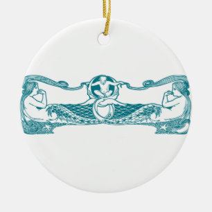 Sjöjungfruarna Aqua Art nouveau Julgransprydnad Keramik