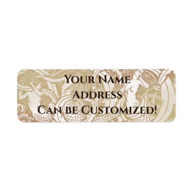 Sjöjungfruarna art nouveau returadress etikett (Framsidan)