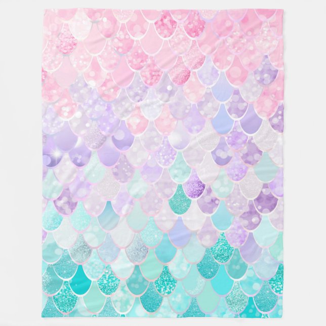 Sjöjungfrufilt, ull för flickasovrumdekor fleecefilt (Framsidan)