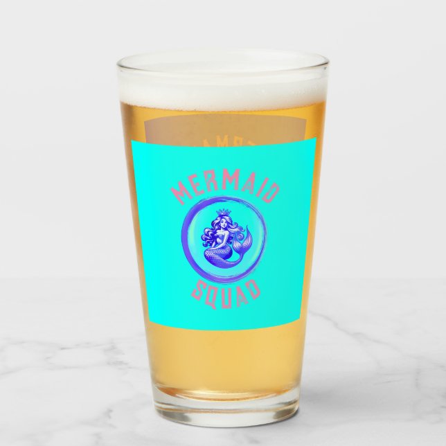 Sjöjungfrugängets födelsedagsfesttema glaskopp (Baksida fylld)