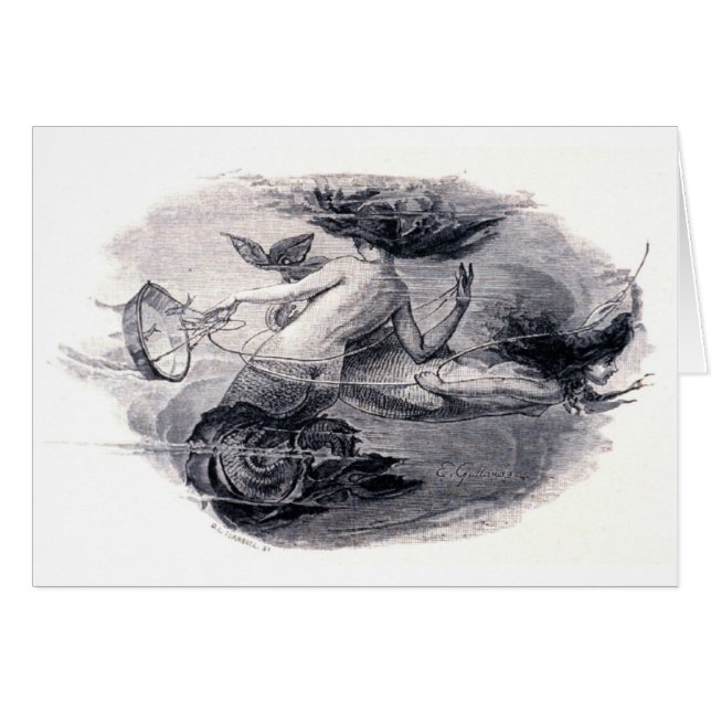 Sjöjungfruillustration Hälsningskort (Framsidan Horizontal)