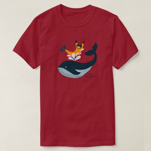 Sjöjungfrukat och Val splash  T Shirt (Design framsida)