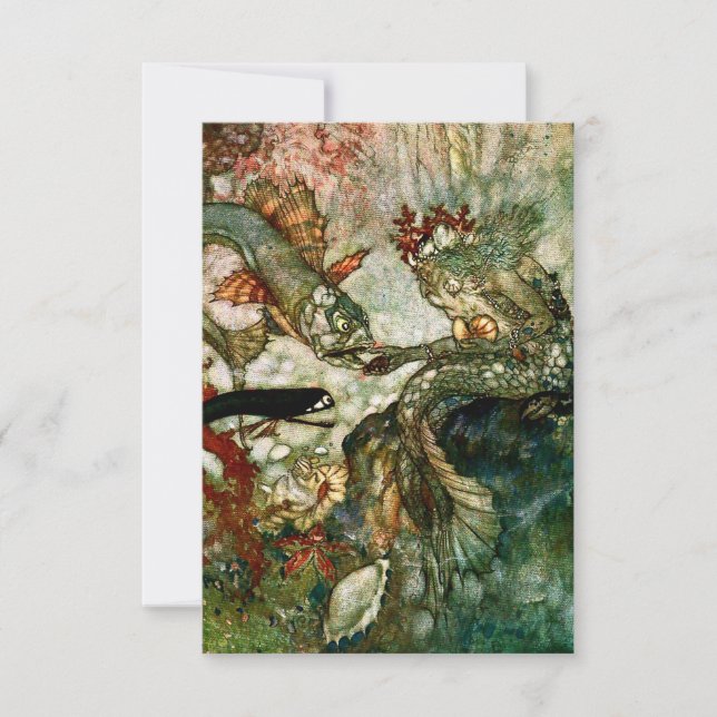 “Sjöjungfrukungen” av Edmund Dulac Tack Kort (Framsida)
