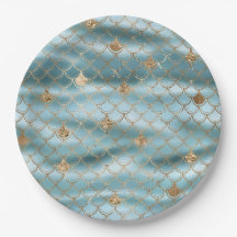 Sjöjungfrun Aqua Blue Guld Glitter