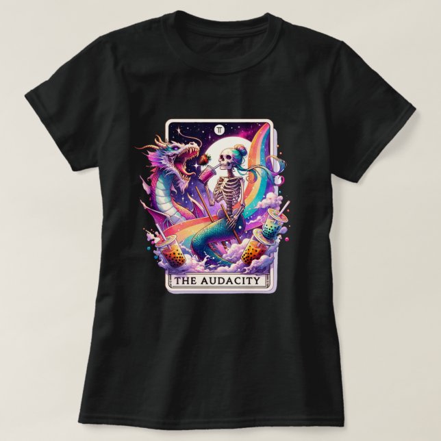 Sjöjungfrun Audacity Skeleton Tarot Card T-Shirt (Design framsida)
