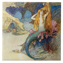 "Sjöjungfrun" av Warwick Goble Kakelplatta