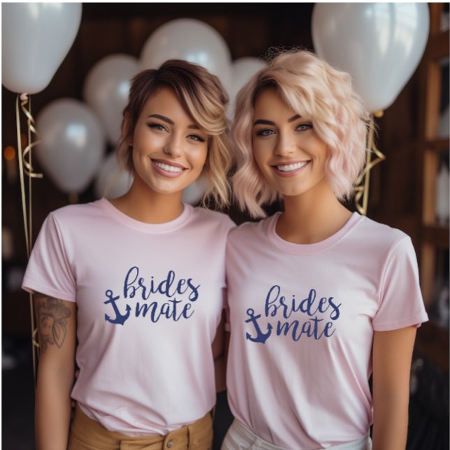 Sjöjungfrun Brudtärna Möhippa Grupp T Shirt (Brides Mate Nautical Bridesmaid tshirt)