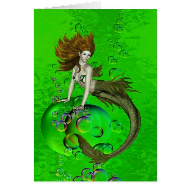 Sjöjungfrun bubblar hälsningskort (Framsidan)