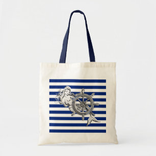 Sjöjungfrun Chrome Stil på Nautical Rand Tygkasse