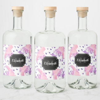 Sjöjungfrun Cute Watercolor Spritflaskor Etikett