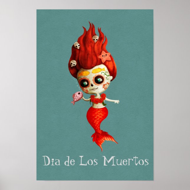 Sjöjungfrun Day of the dead Poster (Framsidan)