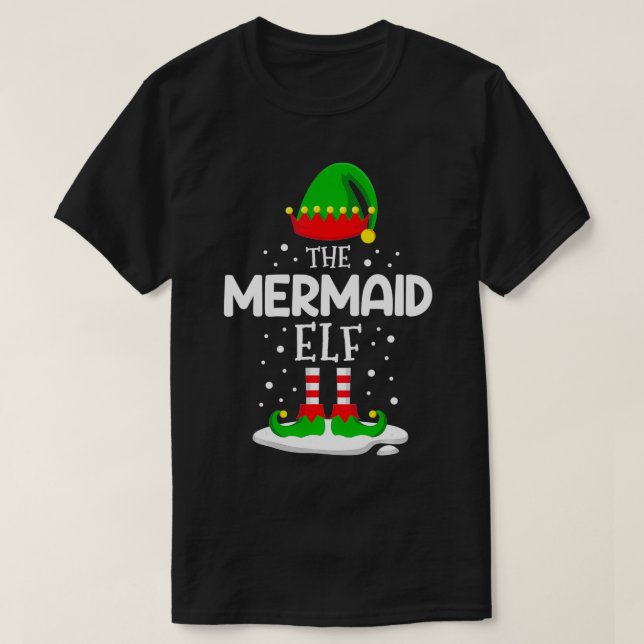 Sjöjungfrun Elf-julfamiljen matchande kostym T Shirt (Design framsida)
