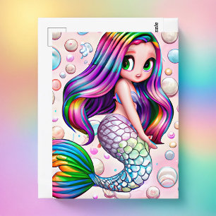 Sjöjungfrun Enchanted Rainbow Bubbles Vykort