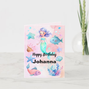 Sjöjungfrun för Cute Sea Animals Theme Grattis på Kort