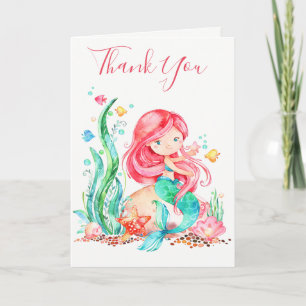 Sjöjungfrun för färgen Cute Watercolor under Sea B Kort