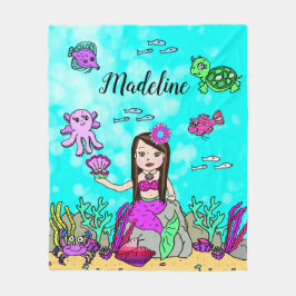 Sjöjungfrun för personlig under Sea Blanket Fleecefilt