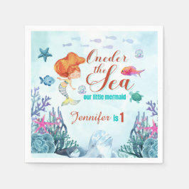 Sjöjungfrun Havets orange 1:a födelsedag Pappersservett