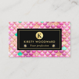 Sjöjungfrun Iridescent och Guld Skalor Mönster Visitkort