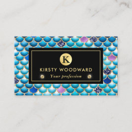 Sjöjungfrun Iridescent och Guld Skalor Mönster Visitkort