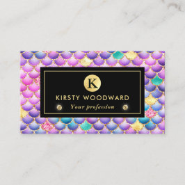 Sjöjungfrun Iridescent och Guld Skalor Mönster Visitkort