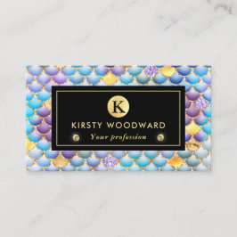 Sjöjungfrun Iridescent och Guld Skalor Mönster Visitkort