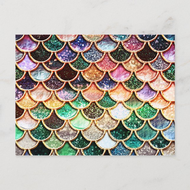 Sjöjungfrun Luxury Glitter - Multifärgad Vykort (Framsida)