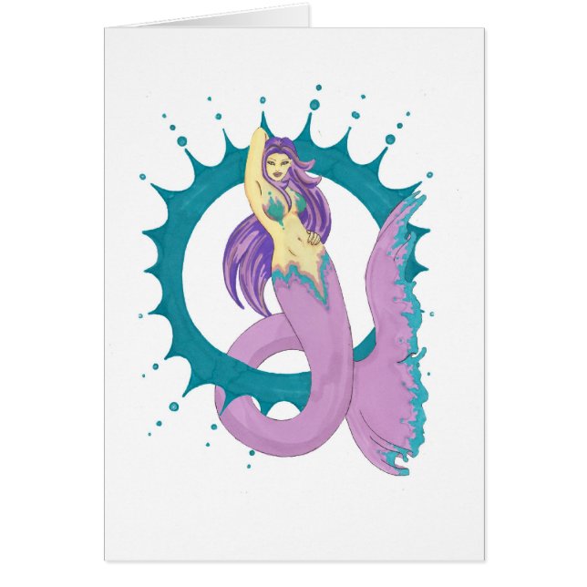 sjöjungfrun med cirklar hälsningskort (Framsidan)