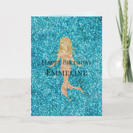 Sjöjungfrun Namn i Aqua Glitz Glitter Gnistra Kort