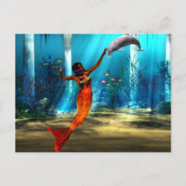 Sjöjungfrun och delfinen vykort