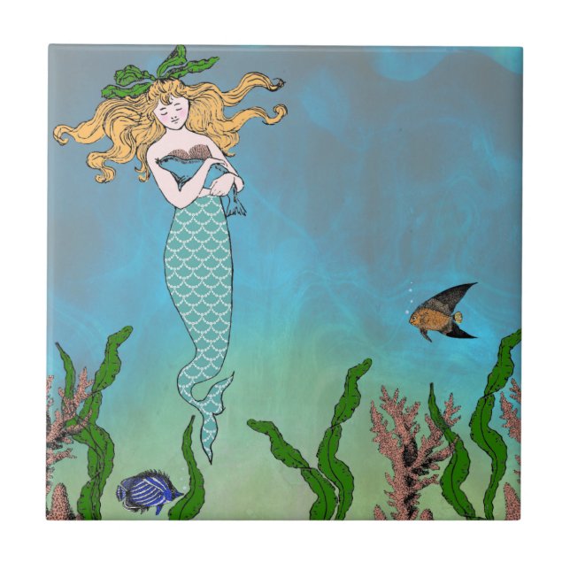 Sjöjungfrun och förseglar kakelplatta (Framsidan)