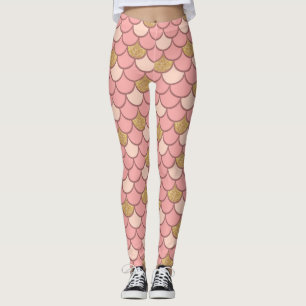 Sjöjungfrun ro Guld med Glitter Leggings