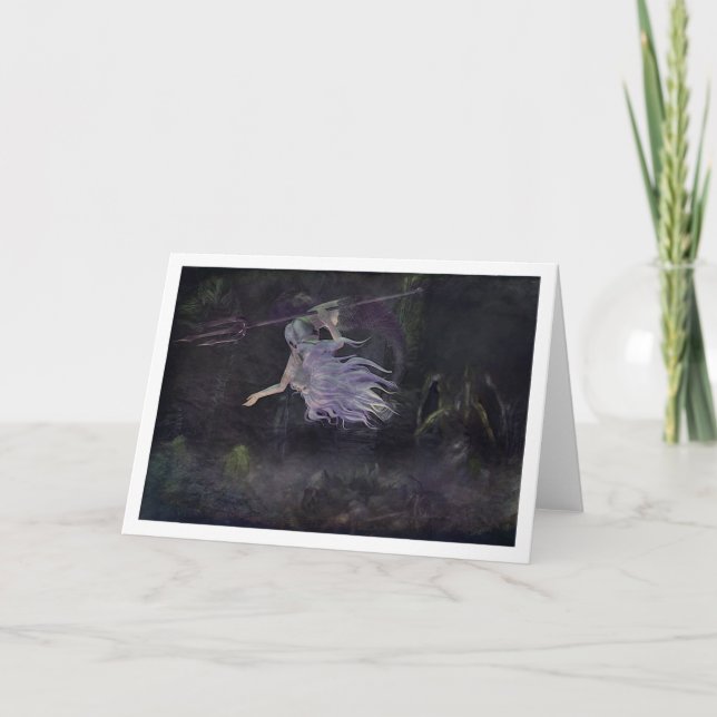 Sjöjungfrun ser en babyKraken notecard Kort (Framsida)