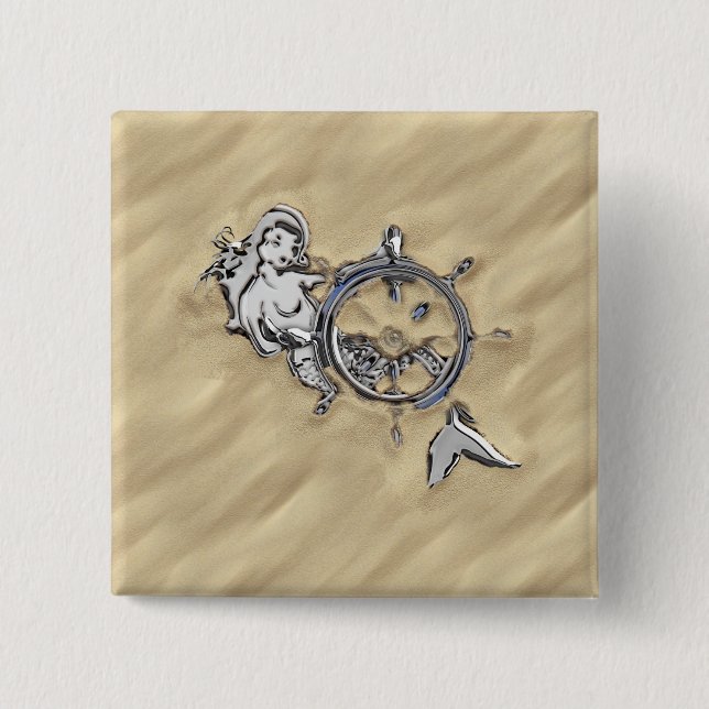 Sjöjungfrun silver i Sand Decor Knapp (Framsida)