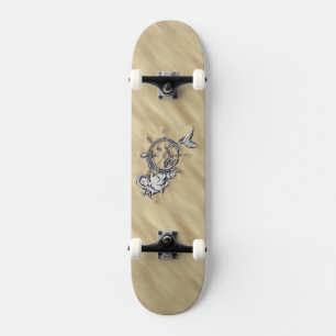 Sjöjungfrun silver i Sand Decor Mini Skateboard Bräda 18,7 Cm
