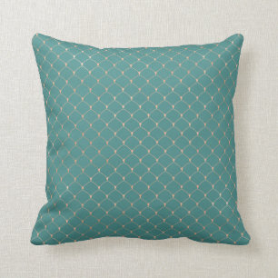 Sjöjungfrun Skalor i Art Deco Teal Elegant Ro Gul Kudde