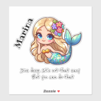 Sjöjungfrun Sticker personlig namn Klistermärken