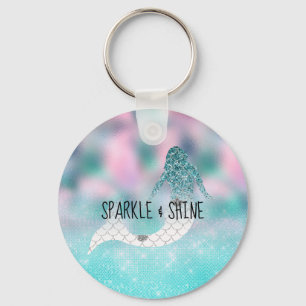 Sjöjungfrun Teal Glitter Gnistra Nyckelring