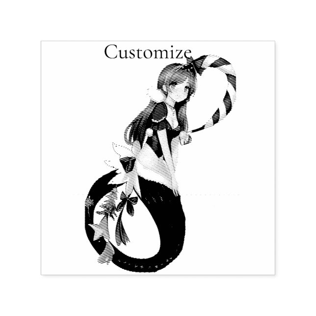 Sjöjungfrun Thunder_Cove för julpixel Självfärgande Stämpel (Design)