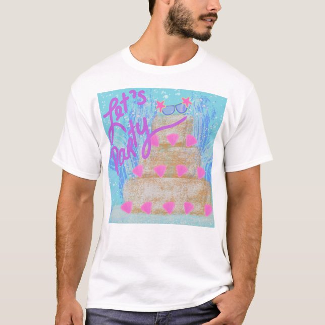 Sjöjungfrun till sandslottsstranden i party t shirt (Framsida)