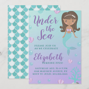 sjöjungfrun "Under havet" Inbjudningar