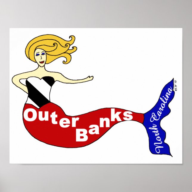 Sjöjungfrun Yttre Banker Poster (Framsidan)