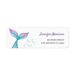 Sjöjungfruns adressetikett för födelsedagsretur returadress etikett