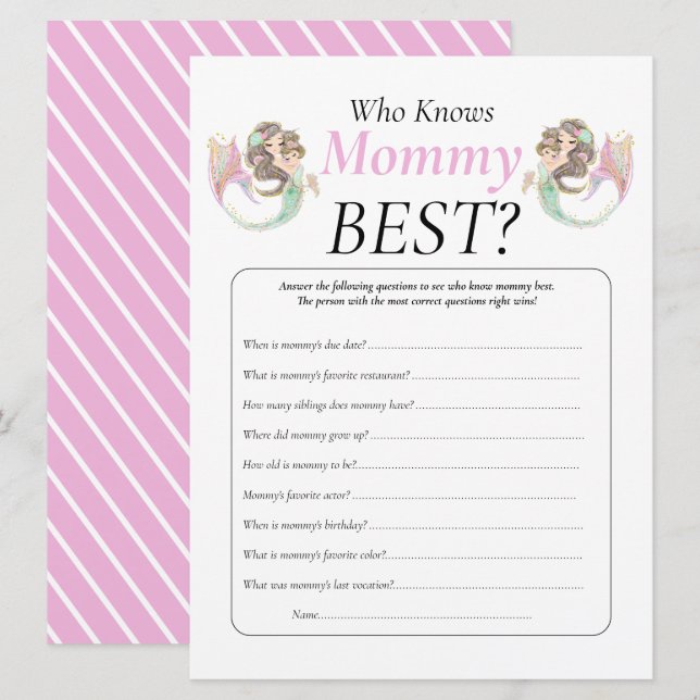 Sjöjungfruns babydusch under havet inbjudningar (Fram/baksida)