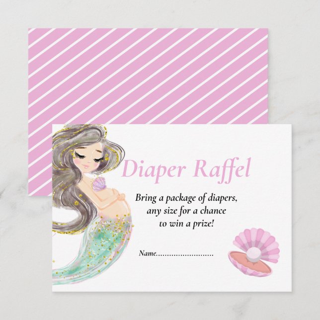 Sjöjungfruns babydusch under havet inbjudningar (Fram/baksida)